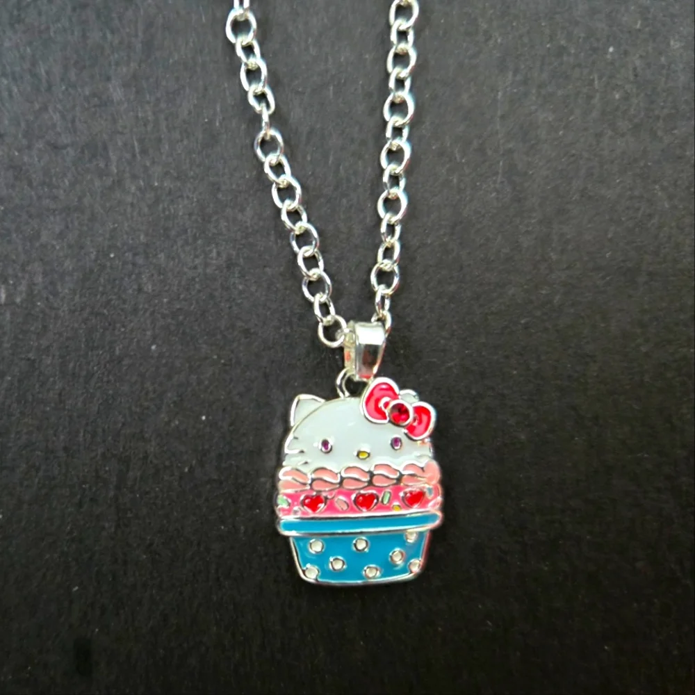 Hello Kitty Sanrio Silver Plated Cupcake Pendant Necklace